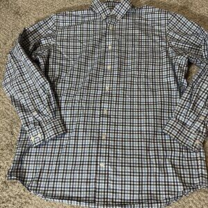 Duluth Trading Co Wrinklefighter Shirt Mens XL Tall Blue Plaid Button Down